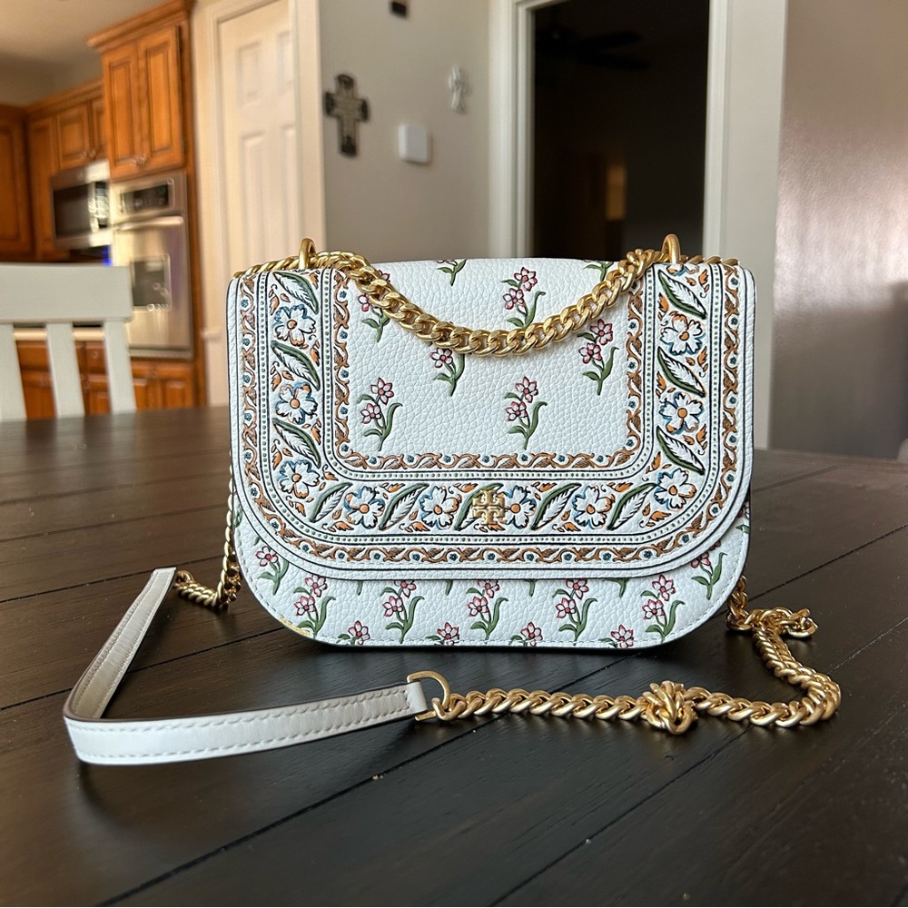 Tory Burch Emerson Mixed-Print Flap Adjustable Shoulder Bag